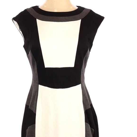 Maggy London Black Ivory & Gray Bodycon Cocktail Dress - Size 6 - Picture 4 of 5